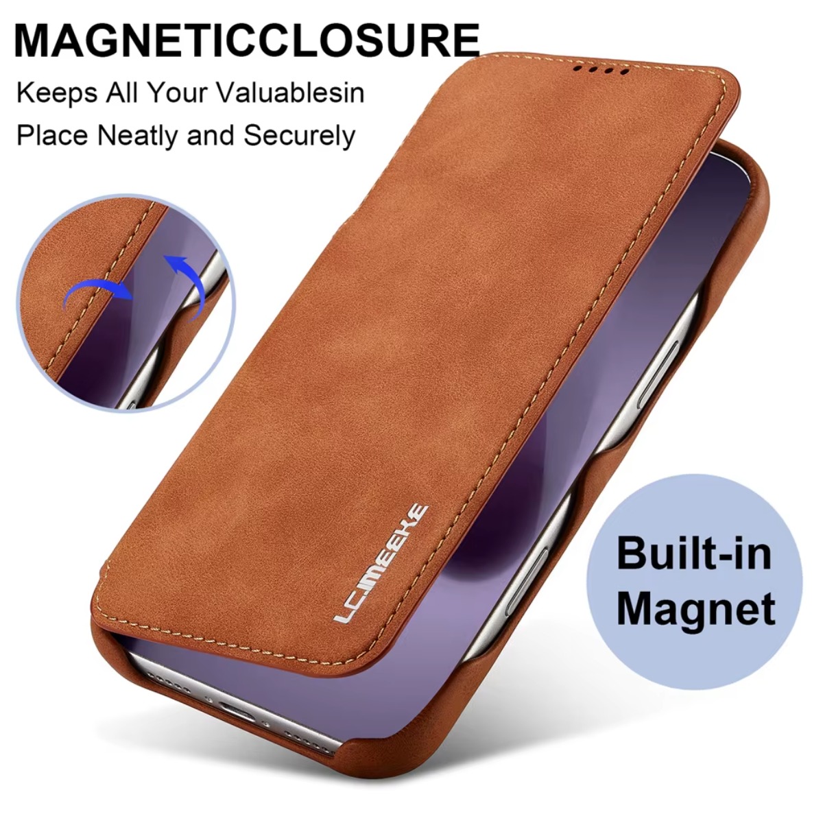 Leather Wallet Magnetic Flip C - Matte Hard Pc Back Case recension och pris