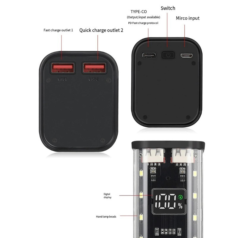 USB Type C Port Design 8X18650 - Power Banks recension och pris