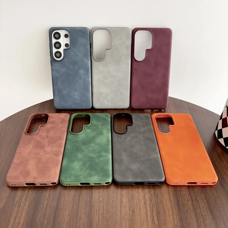 Retro PU Leather Texture Phone - Matte Hard Pc Back Case recension och pris