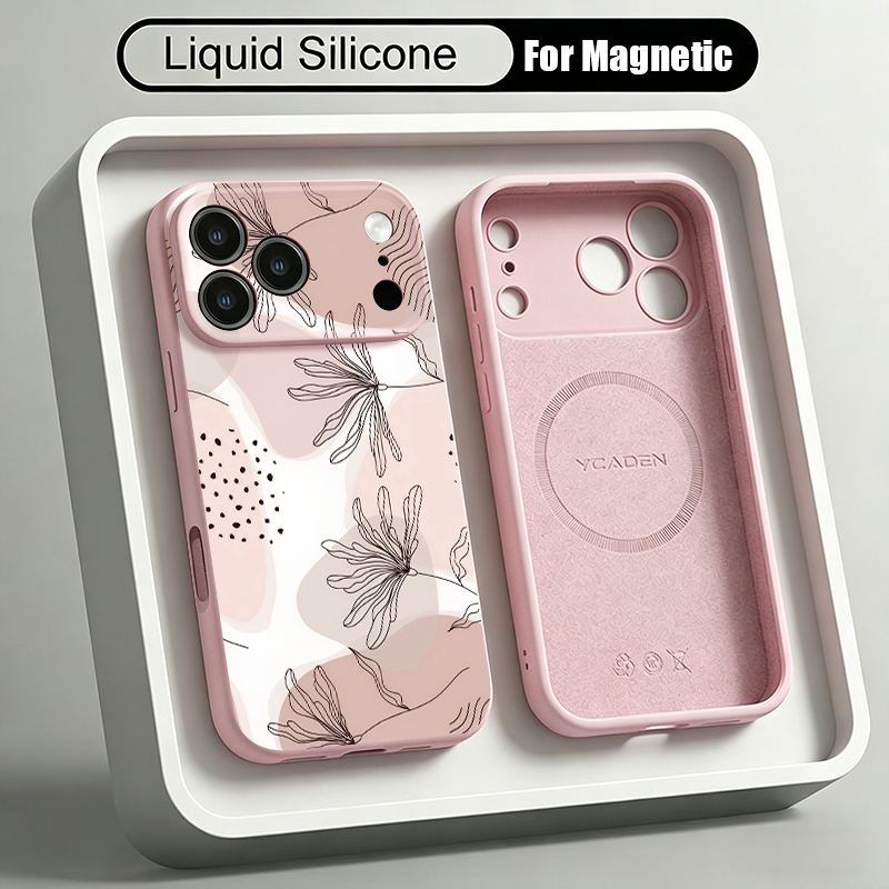 Simple Pattern Liquid Silicone - Liquid Silicone Magnetic Phone Case recension och pris